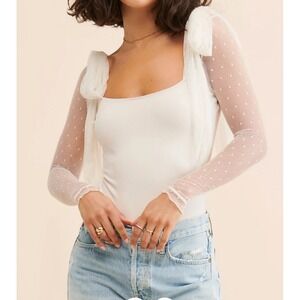 NWT Intimately‎ Free People Tongue Tied Body Suit Sz XL Ivory Neutral Boho Chic